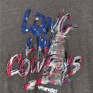 Wrangler Long Live Cowboys Graphic Tee with Patriotic Design. Size XL